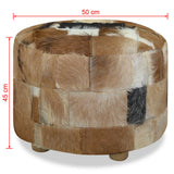 NNEVL Pouffe Genuine Leather Round 50x50x45 cm