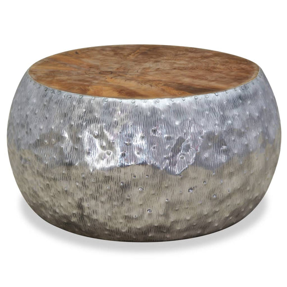 NNEVL Coffee Table Aluminium Teak 60x60x30 cm