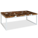NNEVL Coffee Table Teak Resin 110x60x40 cm White and Brown