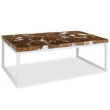 NNEVL Coffee Table Teak Resin 110x60x40 cm White and Brown