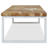 NNEVL Coffee Table Teak Resin 110x60x40 cm White and Brown