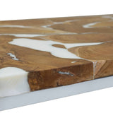 NNEVL Coffee Table Teak Resin 110x60x40 cm White and Brown