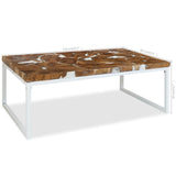 NNEVL Coffee Table Teak Resin 110x60x40 cm White and Brown