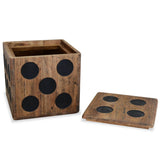 NNEVL Storage Box Mindi Wood 40x40x40 cm Dice Design