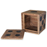 NNEVL Storage Box Mindi Wood 40x40x40 cm Dice Design