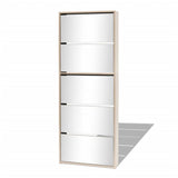 NNEVL Shoe Cabinet 5-Layer Mirror Oak 63x17x169.5 cm