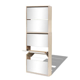 NNEVL Shoe Cabinet 5-Layer Mirror Oak 63x17x169.5 cm