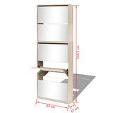 NNEVL Shoe Cabinet 5-Layer Mirror Oak 63x17x169.5 cm