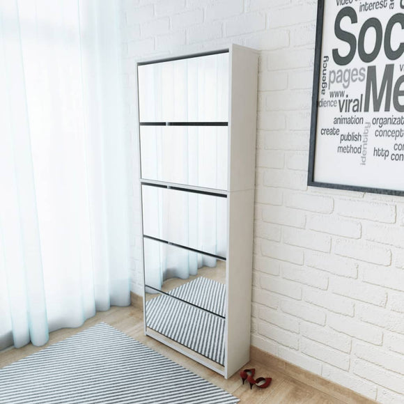 NNEVL Shoe Cabinet 5-Layer Mirror White 63x17x169.5 cm