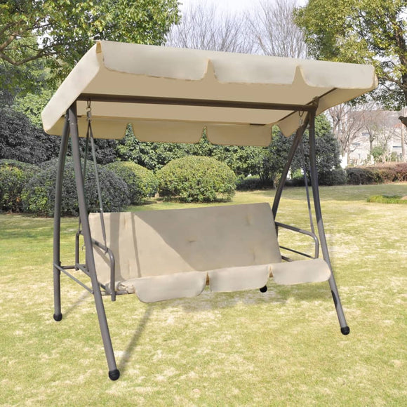 NNEVL Outdoor Swing Bench with Canopy Sand White