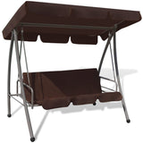 NNEVL Outdoor Swing Bench with Canopy Coffee