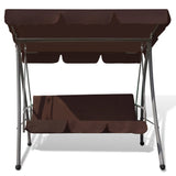 NNEVL Outdoor Swing Bench with Canopy Coffee