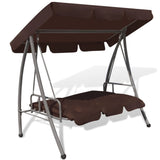 NNEVL Outdoor Swing Bench with Canopy Coffee