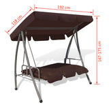 NNEVL Outdoor Swing Bench with Canopy Coffee