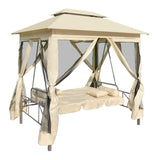 NNEVL Gazebo Convertible Swing Bench Cream White