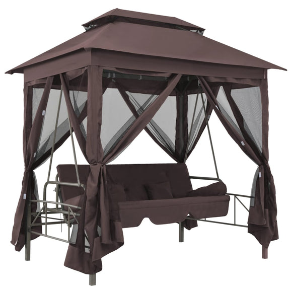 NNEVL Gazebo Convertible Swing Bench Coffee