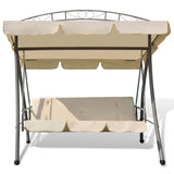 NNEVL Outdoor Convertible Swing Bench with Canopy Sand White