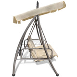 NNEVL Outdoor Convertible Swing Bench with Canopy Sand White