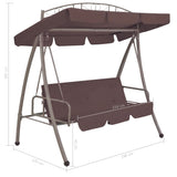 NNEVL Outdoor Convertible Swing Bench with Canopy Coffee