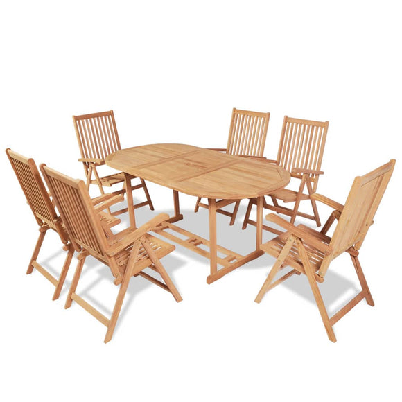 NNEVL 7 Piece Outdoor Dining Set with Folding Chairs Solid Teak Wood