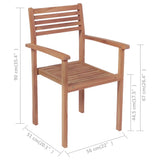 NNEVL Stackable Garden Chairs 2 pcs Solid Teak Wood