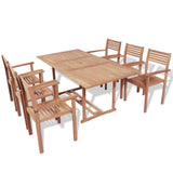 NNEVL 7 Piece Outdoor Dining Set Solid Teak Wood