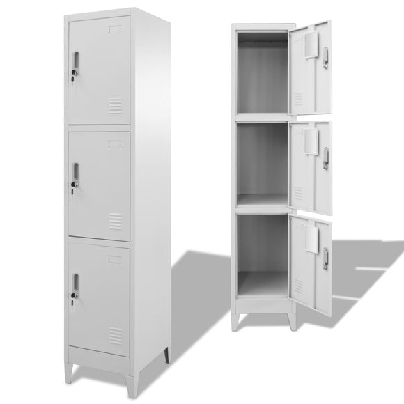NNEVL Locker Cabinet with 3 Compartments 38x45x180 cm