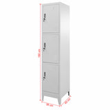 NNEVL Locker Cabinet with 3 Compartments 38x45x180 cm