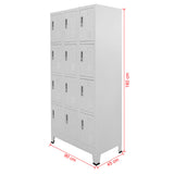 NNEVL Locker Cabinet with 12 Compartments 90x45x180 cm