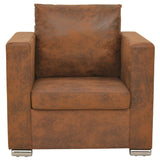 NNEVL Armchair Brown Faux Suede Leather