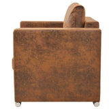 NNEVL Armchair Brown Faux Suede Leather