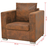 NNEVL Armchair Brown Faux Suede Leather