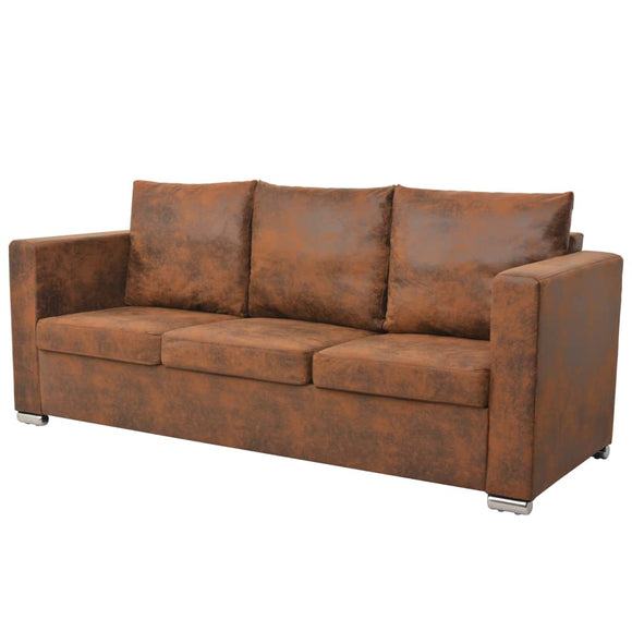NNEVL 3-Seater Sofa 191x73x82 cm Artificial Suede Leather