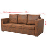 NNEVL 3-Seater Sofa 191x73x82 cm Artificial Suede Leather