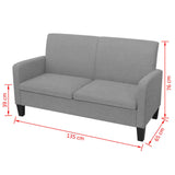 NNEVL 2-Seater Sofa 135x65x76 cm Light Grey