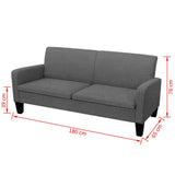 NNEVL 3-Seater Sofa 180x65x76 cm Dark Grey
