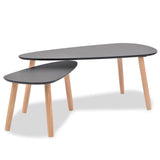 NNEVL Coffee Table Set 2 Pieces Solid Pinewood Black