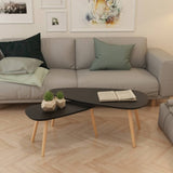 NNEVL Coffee Table Set 2 Pieces Solid Pinewood Black