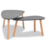 NNEVL Coffee Table Set 2 Pieces Solid Pinewood Black