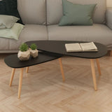 NNEVL Coffee Table Set 2 Pieces Solid Pinewood Black