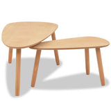 NNEVL Coffee Table Set 2 Pieces Solid Pinewood Brown