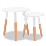 NNEVL Side Table Set 2 Pieces Solid Pinewood White