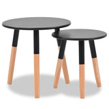 NNEVL Side Table Set 2 Pieces Solid Pinewood Black