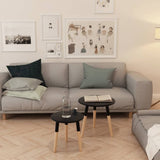 NNEVL Side Table Set 2 Pieces Solid Pinewood Black