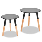 NNEVL Side Table Set 2 Pieces Solid Pinewood Black