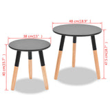 NNEVL Side Table Set 2 Pieces Solid Pinewood Black