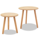 NNEVL Side Table Set 2 Pieces Solid Pinewood Brown
