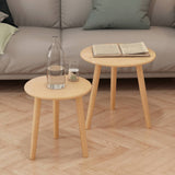 NNEVL Side Table Set 2 Pieces Solid Pinewood Brown