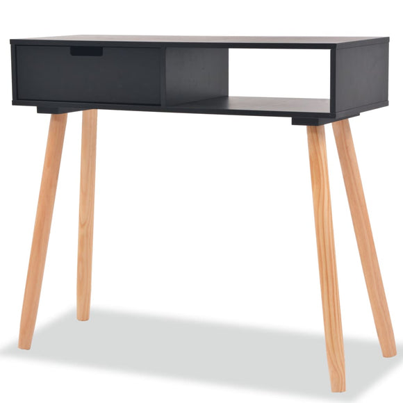 NNEVL Console Table Solid Pinewood 80x30x72 cm Black