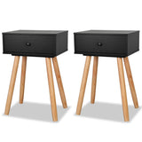 NNEVL Bedside Tables 2 pcs Solid Pinewood 40x30x61 cm Black